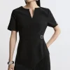 Tailored Military Pleat Side Panel Mini Dress