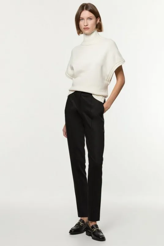 Tailored Pintuck Straight Leg Pants