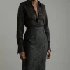 Tailored Sheer Jacquard Maxi Fitted Skirt