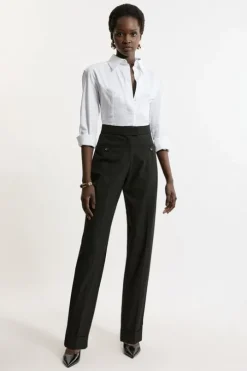 Tailored Turn Up Hem Slim Leg Pants