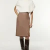 Tailored Twill Midi Pencil Skirt