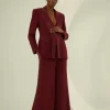 Tailored Viscose Satin Back Crepe Double Lapel Single Breasted Blazer & Trouser Set