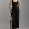 Tailored Waist Drape Corset Maxi Dress