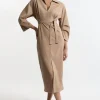 Tailored Wide Sleeve Midi Shirt Dress