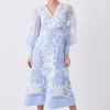 Tall Applique Organdie Buttoned Woven Maxi Dress