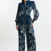 Tall Border Print Viscose Piped Woven Wide Leg Pants