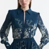 Tall Border Print Viscose Piped Woven Shirt Balloon Sleeve Shirt
