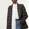 Tall Check Pu Mix Tailored Jacket
