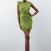 Tall Crystal Embellished Strong Shoulder Mini Dress