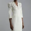 Tall Crystal Embellished Compact Stretch Belted Tailored Forever Dress