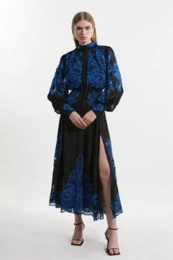 Tall Cut Work Embroidered Woven Maxi Dress
