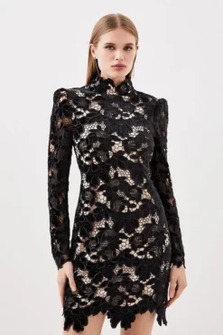Tall Cutwork Velvet Mini Dress