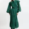 Tall Eyelet Woven Midi Skirt With Guipure Trim