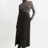 Tall Flannel Wrap Over Belted Tailored Maxi Skirt
