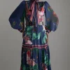 Tall Floral Print Woven Balloon Sleeve Midaxi Dress