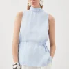 Tall Georgette Woven Tie Neck Blouse