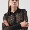Tall Lace Button Down Woven Shirt