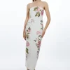 Tall Linen Embroidery Off The Shoulder Woven Dress