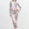 Tall Marble Print Jersey Long Sleeve Maxi Dress