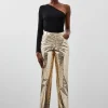 Tall Metallic Faux Leather Straight Pants