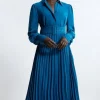 Tall Pleated Woven Maxi Shirt Dress With Belt