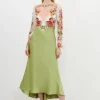 Tall Premium Satin Guipure Lace Maxi Dress
