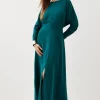 Tall Premium Woven Viscose Crepe Long Sleeve Midi Dress