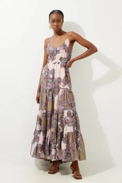 Tall Printed Paisley Maxi Cotton Woven Sun Dress