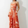 Tall Printed Viscose Woven Tie Waist Wide Leg Jumpsuit