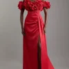 Tall Rosette Corset Lace Up Back Midaxi Dress