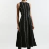 Tall Scallop Trim Panelled Crepe Maxi Dress
