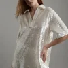 Tall Sequin Collard Woven Tunic