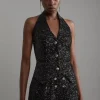 Tall Sequin Halter Neck Vest