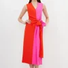 Tall Soft Tailored Colourblock Belted Column Maxi Dress