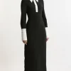 Tall Tailored Crepe Contrast Collar Midaxi Dress