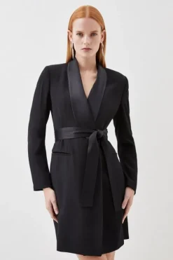 Tall Tailored Tuxedo Wrap Mini Dress