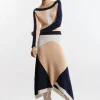 Tall Viscose Blend Asymmetric Color Block Dress
