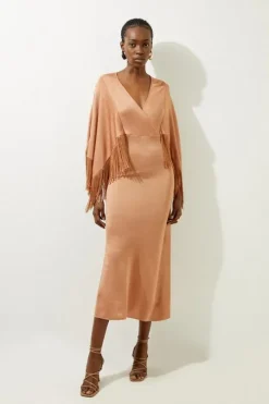 Tall Viscose Blend Slinky Knit Tie Detail Midaxi Dress