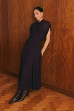 Tall Viscose Georgette Godet Detail Woven Maxi Skirt
