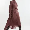 Tall Viscose Georgette Ruffle Detail Drama Woven Dress