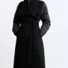 Tall Wool Blend Hybrid Puffer Belted Midi Coat