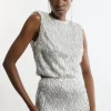 Textured Strong Shoulder Sequin Woven Top