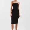The Founder Compact Stretch Viscose Bandeau Pencil Midi Dress & Jacket Set