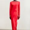 The Founder Petite Crystal Embellished Satin Wrap Maxi Dress