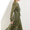 The Founder Petite Snake Print Viscose Georgette Woven Midi Dress