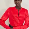The Founder Satin Pintuck Woven Blouse