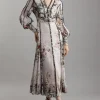 Trailing Floral Woven Plunge Maxi Dress