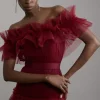 Tulle Layered Off The Shoulder Prom Dress