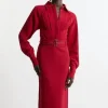 Twill Collared Woven Maxi Dress