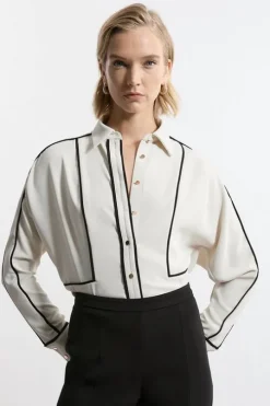 Twill Contrast Piping Woven Shirt